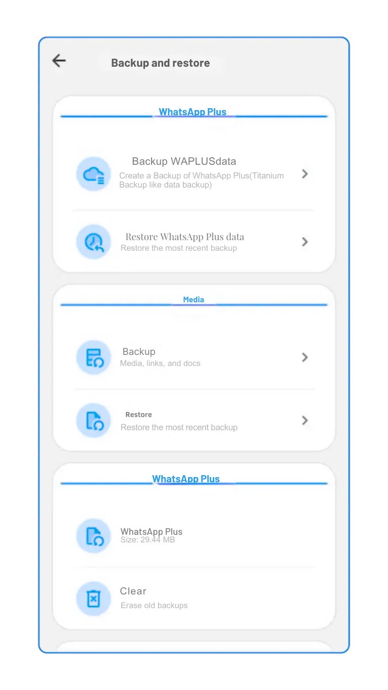 WhatsApp Plus - backup & restore