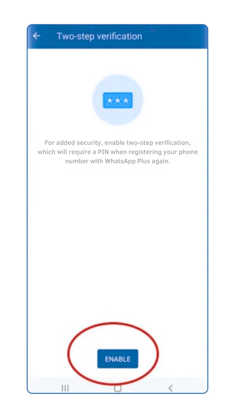 WhatsApp Plus - two step authentications